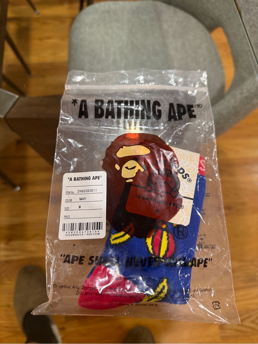 A Bathing Ape Kids Navy Graphic Socks